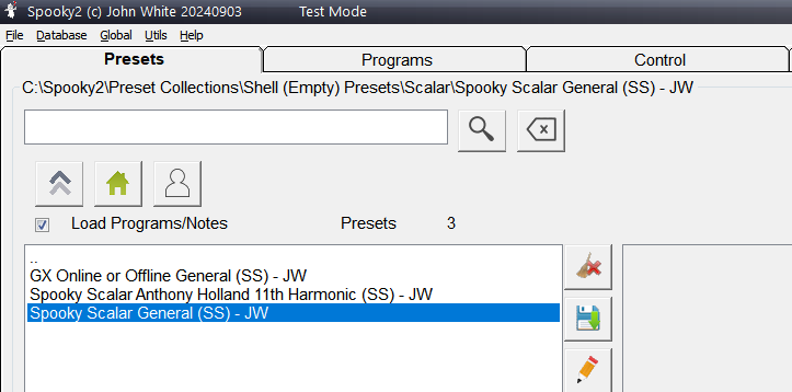 Open the Spooky2 software and navigate to the Presets tab